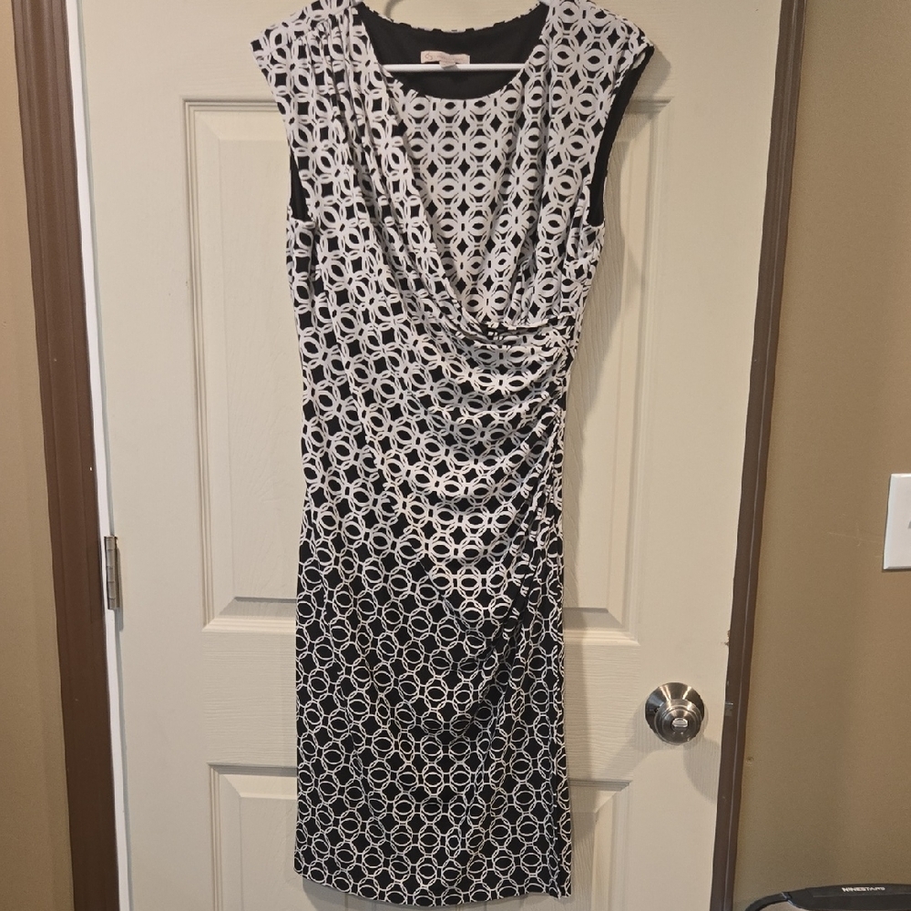 Dress Barn Black and White Patterned Midi Dress